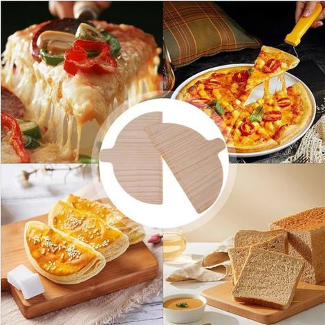 Pizza Peel - Bois Naturel - Forme Semi-Circulaire - Pour Four et Pierre à Pizza - 2 Pièces (1/4)