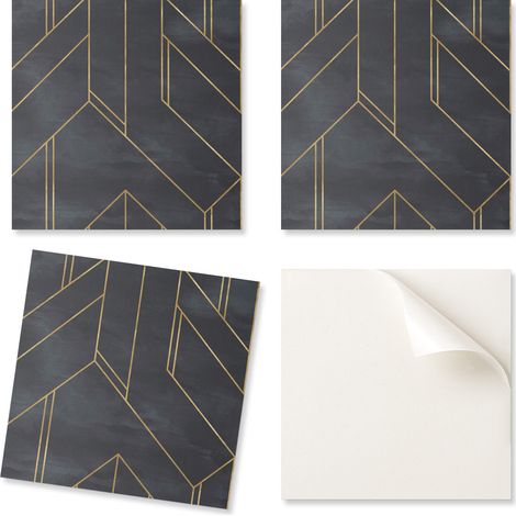 Baldosas de vinilo autoadhesivas - Decoraci贸n con estampado geom茅trico de l铆neas y formas 20x20x20 cm