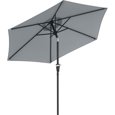 Parasol de jardin Parasol droit hexagonal inclinable Ø 2.3 x 2.16H m métal polyester haute densité gris (1/5)