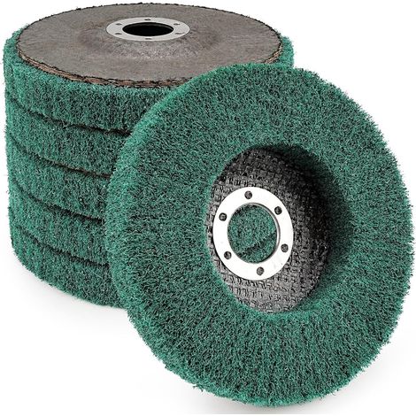 Lot de 5 disques de polissage à lamelles en nylon de 115 mm x 22 mm, grain 180, disque abrasif en fibre abrasive, roues de polissage pour meuleuse