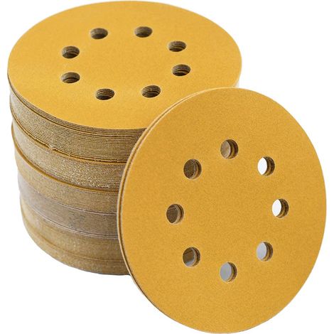 100 Stück Klett-Schleifscheiben 125 mm – 8 Löcher – für Rund-Exzenterschleifer – gemischte Körnung für Holz, Metall und Farbe (P60–240)