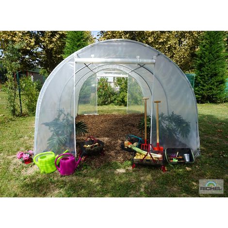 Serre de jardin pied droit 3x4m50 2 portes zippees (13,50m2) FABRICATION FRANCAISE