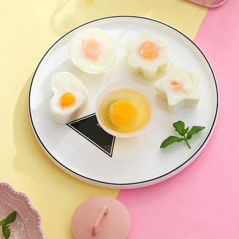 Moule à œufs vapeur multifonctionnel antiadhésif pour une cuisson rapide et facile. Moule à œufs mignon avec pinceau à huile pour la cuisine (rose). (1/5)