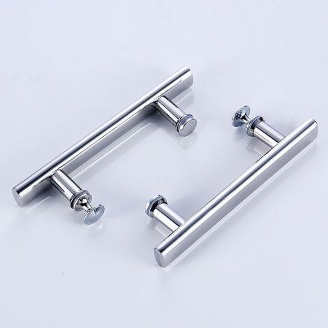 Poignée de meuble - Lot de 2 poignées de porte de douche chromées de 145 mm (14,5 cm), entraxe indiqué (1/4)