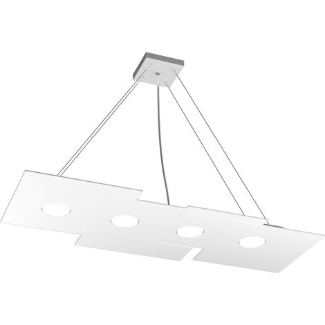 Sospensione Moderna Rettangolare Plate Metallo Bianco 4 Luci Gx53 (1/4)