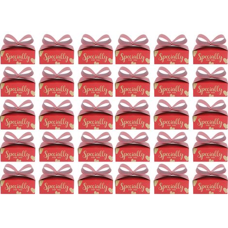 30 PCS Boîtes à Bonbons Noeud Papillon pour Biscuits Cadeaux Fêtes Noël Anniversaires Mariages Fournitures Rouges (1/5)