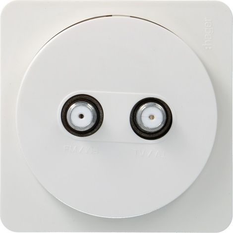 ateha Prise TV double type F complet pour réseaux câblés - HAGER WJC258B