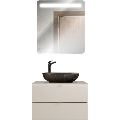 Badmöbel Set 2-teilig mit 80 cm Waschtisch in kaschmir matt, DURANGO-56 (1/5)