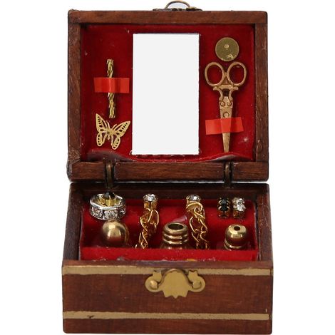 Boîte à bijoux miniature en bois pour maison de poupée 1/12, accessoires décoratifs (1/5)
