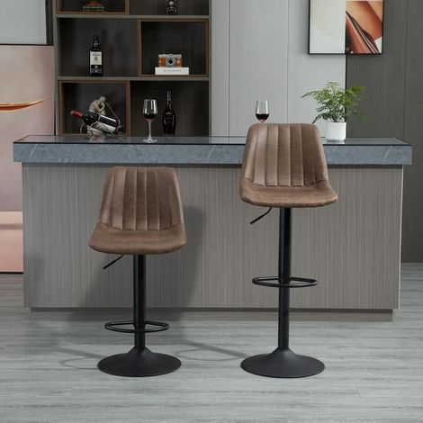 Tabourets de cuisine réglables en hauteur avec dossier pivotant et repose-pieds, pour bar ou cuisine, 43x46, 5x89-110 cm (1/5)