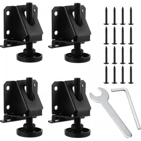 (Noir)Lot de 4 pieds de nivellement réglables pour meubles M10 pour tables, étagères, armoires, établi avec écrous de verrouillage (1/5)