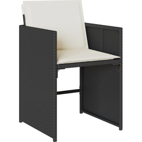 vidaXL Sedie da Giardino con Cuscini 4 pz Nere in Polyrattan (1/5)