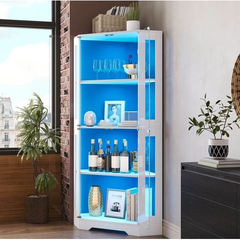 Armario vitrina con LED RGB y almacenaje MDF 40x40x165 OKMYHOME (1/5)