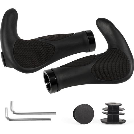 Ergonomische Fahrradgriffe mit Horn, Lock-On, rutschfest, 22mm, Schwarz (1/5)
