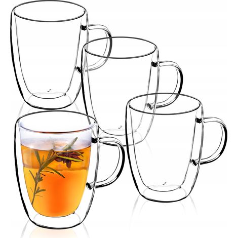 KADAX doppelwandige Glas Tasse, Glas mit Griff, 270ml, Trinkglas für Tee, 4 (1/5)