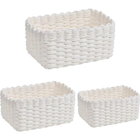 panier De Rangement Tress 3 Pices (blanc), Panier Pour Serviettes De Toilette, Panier De Rangement, Rangement En Corde De Papier Recycl, Rangement