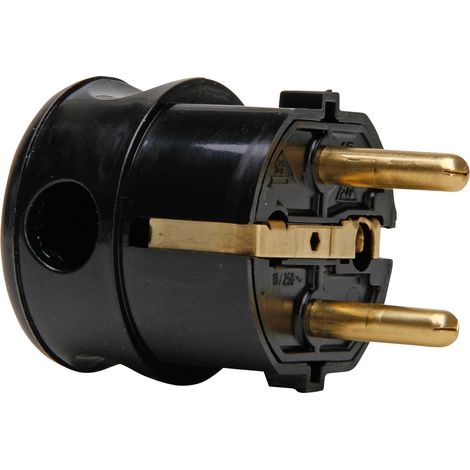 Fiche coudée KOPP avec contact de protection 178505000, noir