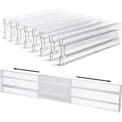 Set aus 8 Schubladeneinsätzen, höhenverstellbar (8,1 cm), ausziehbar für Küchenschubladen von 28 bis 52,3 cm. (1/5)