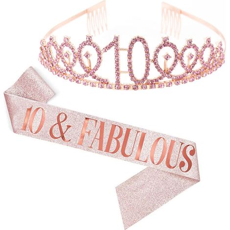 Ensemble couronne et bandoulière pour fête d'anniversaire (10, 13, 18, 21, 30, 40, 50, 60, 70, 80 ans) (1/5)