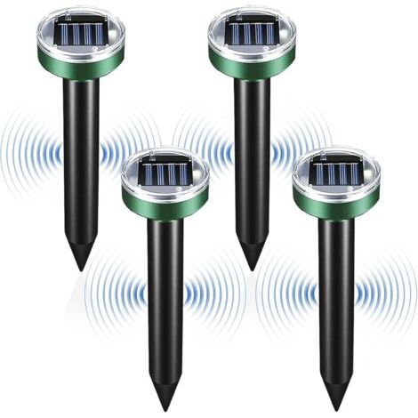 Solar-Maulwurfabwehr 4er-Pack, Ultraschall & Vibration, wasserdicht IP65, rund (1/5)