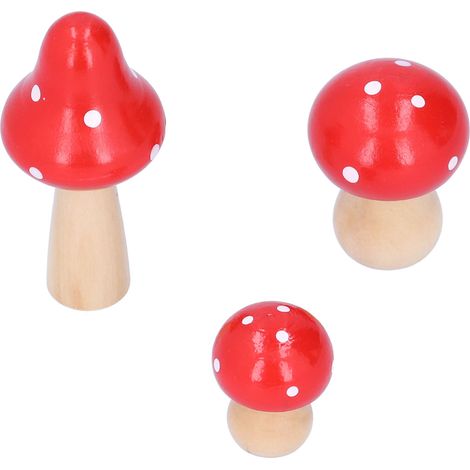 3 Pièces Décorations de Bureau Créatives en Forme de Champignon pour Maison et Bureau, Ornements en Bois Mignons