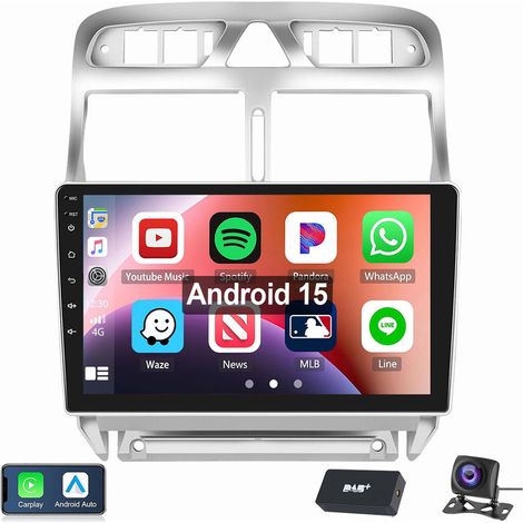 Android 15 Apple Carplay Autoradio GPS WiFi Pour Peugeot 307 2002-2013 4+64G DAB CAM