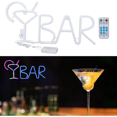 Lampe néon BAR LED, enseigne lumineuse à 8 modes d'éclairage avec télécommande pour bar à domicile, fête d'anniversaire, type 2 (1/5)