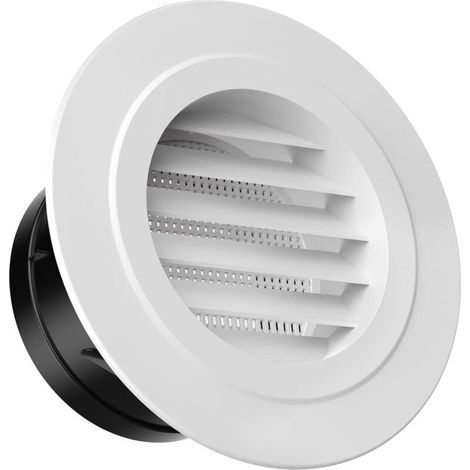 Grille d'aération ronde de 10 cm avec moustiquaire intégrée pour salle de bain. cuisine. bureau. maison. blanc (1/5)