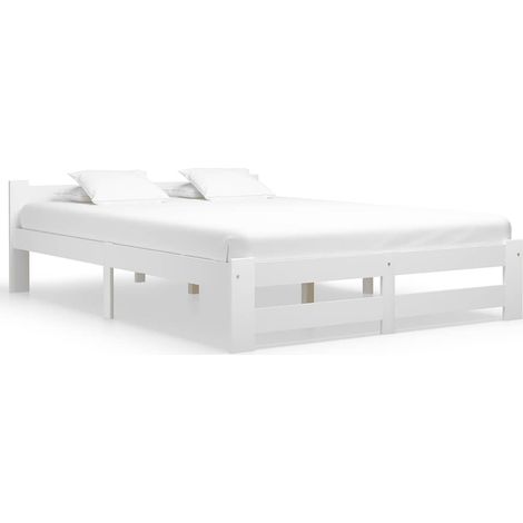 vidaXL Estructura de cama sin colchón madera de pino blanco 160x200 cm (1/5)