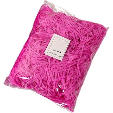 Sachet de remplissage en raphia rouge rose 30g, éclatant, sans odeur, pour décoration de boîtes cadeaux et emballage de présents. (1/5)