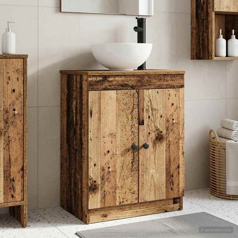 Vanidad de baño con lavabo Madera envejecida 54 x 35 x 83 cm