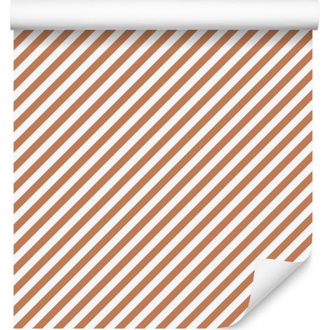 Gestreifte Tapete in Creme und Pfirsich für Wohn- und Schlafzimmer, 50 x 1000 cm (1/5)
