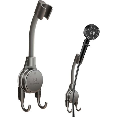 Support Pommeau de Douche à Ventouse, Support Pommeau de Douche, Supports Douches Ventouse avec Crochet, Haute Capacité de Charge pour Salle de Bain et Hôtel, Compatible avec des Douchettes (1/4)