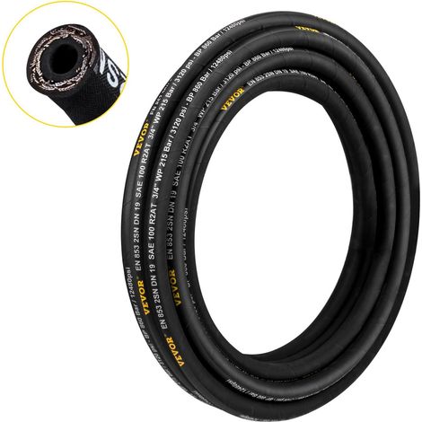 Tuyau hydraulique 1/4 pouce x 100 m, flexible caoutchouc haute pression 400 bar, renforcé 2 tresses acier, couronne, pour huile hydraulique, -20 à 60°C (1/5)