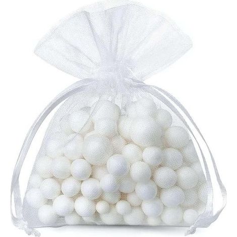 Lot de 50 sachets en organza - 7 x 9 cm - Blancs - Pour cadeaux, bonbons, parfum - Emballage de mariage (1/5)