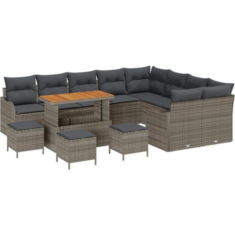 Maison Exclusive - Conjunto de sofás de jardín 13 pcs Gris ratán