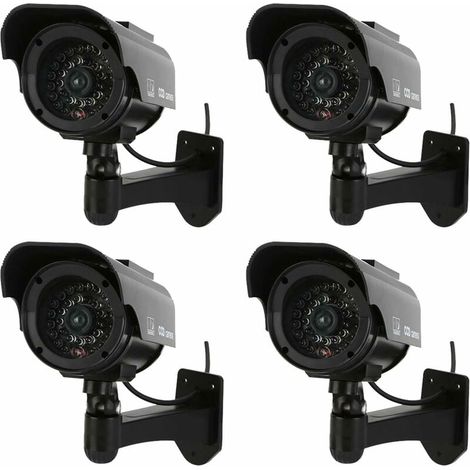 Dummy-Kameras, gefälschte Sicherheitsüberwachungs-CCTV-Dome-Kameras mit Solarpanel und blinkendem LED-Licht, für den Innen- und Außenbereich, für Geschäftsräume, Geschäfte, Home Office, 4er-Pack