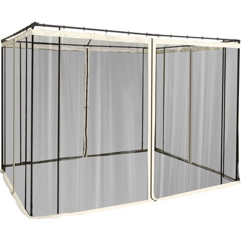 Moustiquaire 3x3 m pour pavillon avec 4 côtés, filet en nylon noir avec fermeture éclair (1/5)