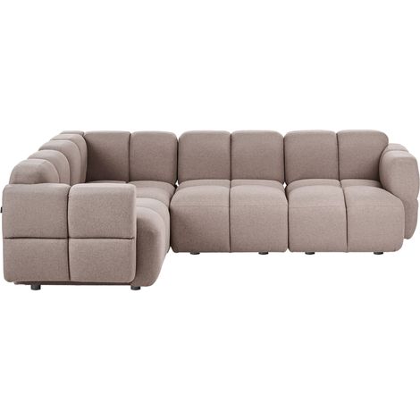 Modul Ecksofa 4-Sitzer MAKSABERG Stoff Taupe rechtsseitig (1/5)