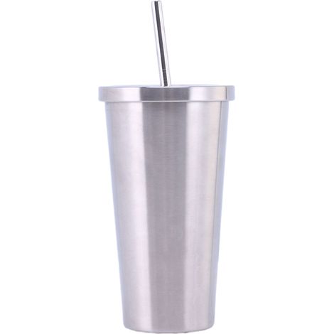 1 tasse à café en acier inoxydable 304, tasse à thé au lait, tasse de voiture avec paille (1/5)