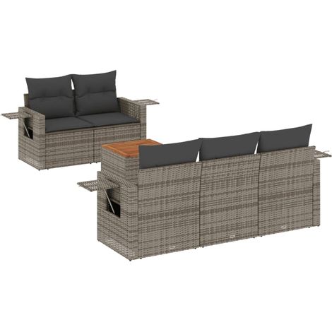 Maison Exclusive - 6-tlg. Garten-Sofagarnitur mit Kissen Grau Pol