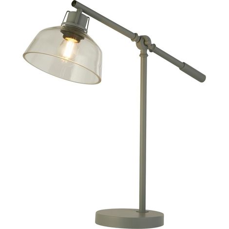 Searchlight Cantebury Lampe de table Canterbury en verre transparent et lampe de travail grise