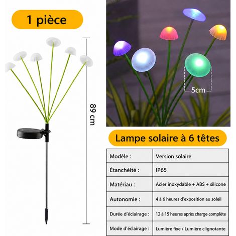 Lampe solaire champignon 6 têtes multicolore à planter éclairage fixe 6 multicolore 1 kg – Livraison gratuite