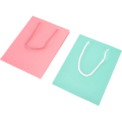 Lot de 10 sacs cadeaux en papier, couleur unie, 5 roses et 5 verts, parfaits pour les cadeaux d'anniversaire.