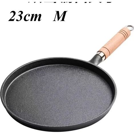 Gusseiserne Bratpfanne 26 cm, unbeschichtet, rutschfest, für Eier, Pfannkuchen, Grillfleisch auf Herdplatten und Induktionskochfeldern (1/5)