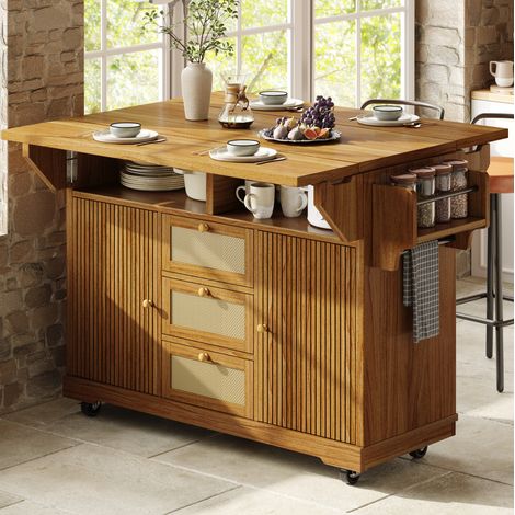 Mobile cucina pieghevole con cassetti 142,5x80x95 cm OKMYHOME (1/5)
