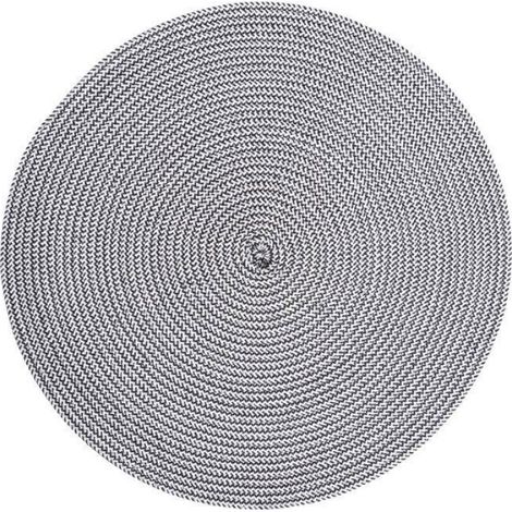 Set De Table - Tressé En Polypropylène - Diamètre 38 Cm - Noir Et Blanc - Lot De 6 (1/3)