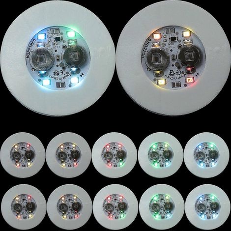 Dessous de verre lumineux LED pour la maison, lot de 12, blancs, décoratifs pour bar (1/5)