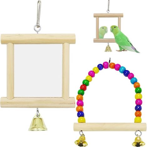 Mini Miroir Et Mini Balançoire Jouet Oiseau Jouet Animal De Compagnie Fournitures Animaux De Compagnie Oiseau (1/5)