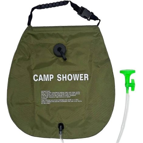 Sac de douche solaire de camping portable avec pommeau de douche réglable pour la randonnéela plage et les voyages (vert) (1/5)